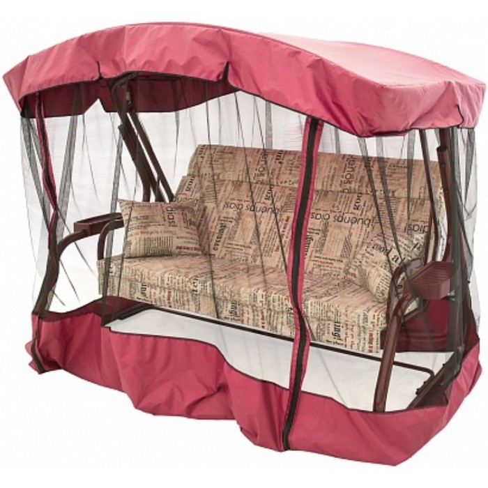 Качели садовые "МАДРИД PREMIUM SELECTION" 180 см, с подголовник + AMC, БОРДО