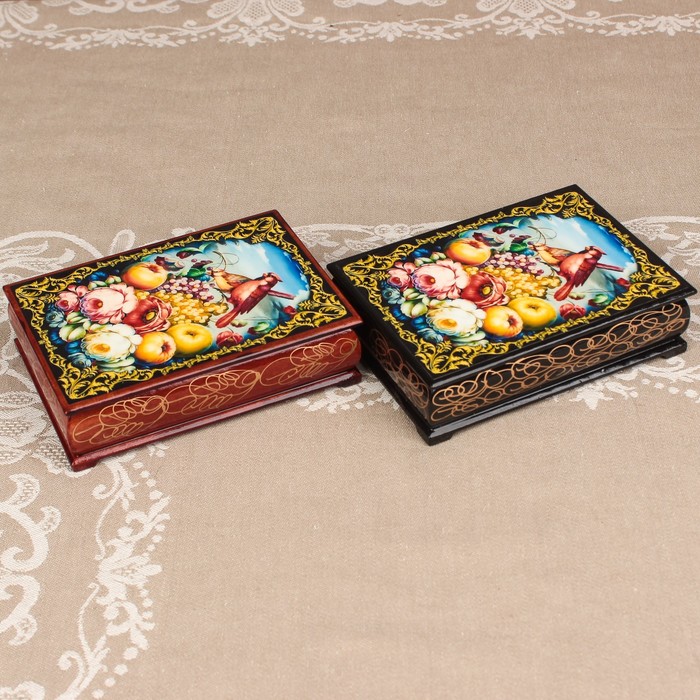 Шкатулка «Птички 5», лаковая миниатюра, 10х14 см