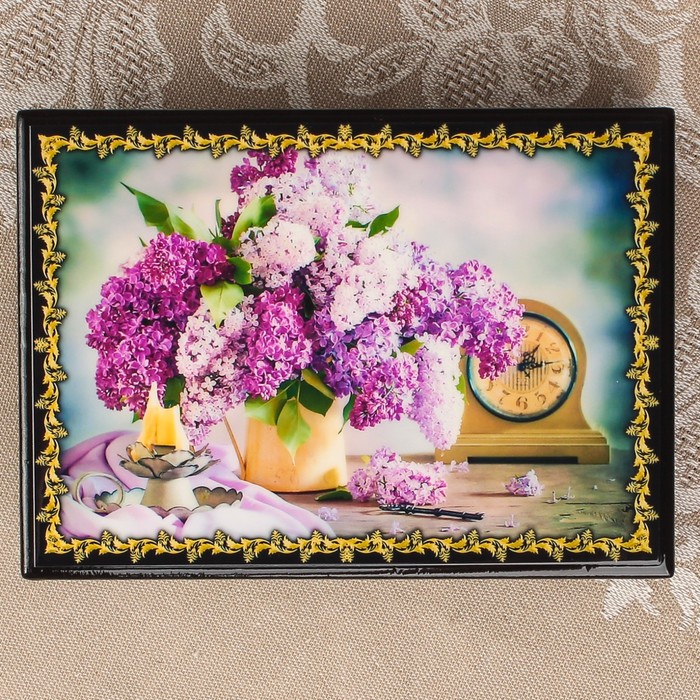 Шкатулка «Цветы 2», лаковая миниатюра, 10х14 см