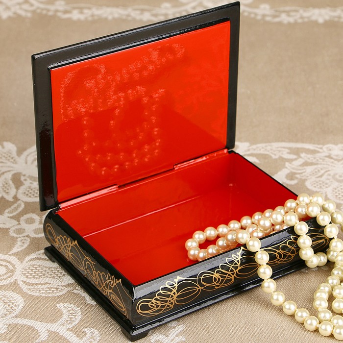 Шкатулка «Лебеди 2», лаковая миниатюра, 10х14 см