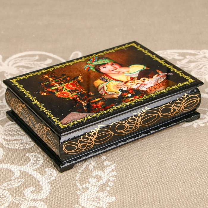 Шкатулка «Портрет 4», лаковая миниатюра, 10х14 см