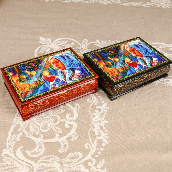 Шкатулка «Портрет 5», лаковая миниатюра, 10х14 см