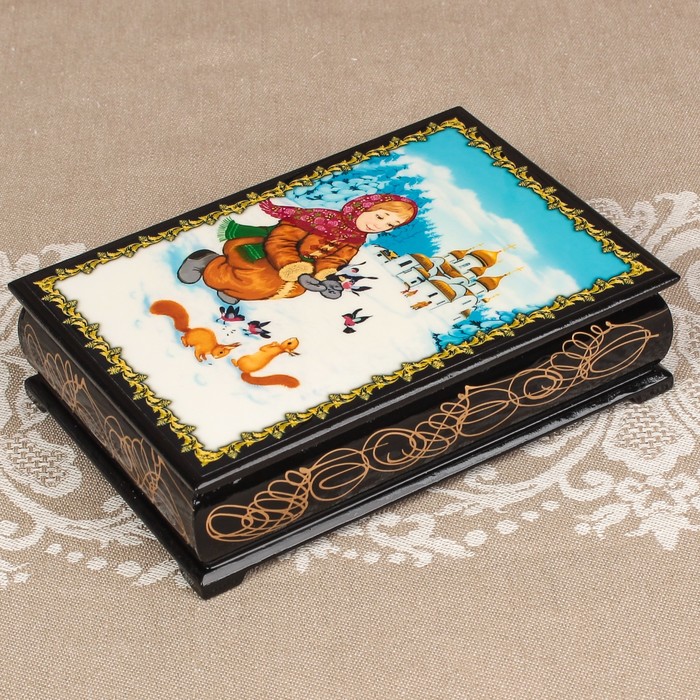 Шкатулка «Портрет 8», лаковая миниатюра, 10х14 см