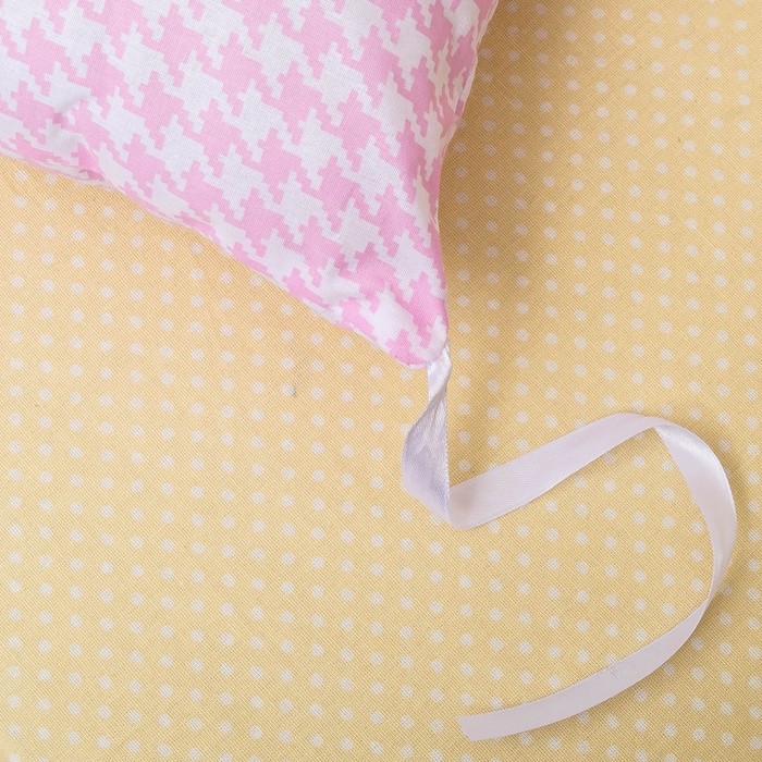 Бампер-подушка Клетка розовая 40х40см 9шт, поплин 125гр/м хл