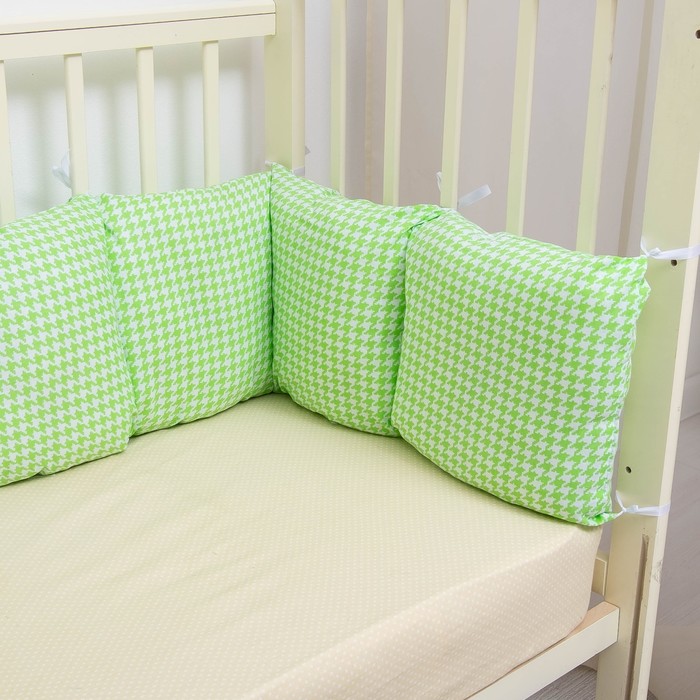 Бампер-подушка Клетка зеленый 40х40см 9шт, поплин 125гр/м хл