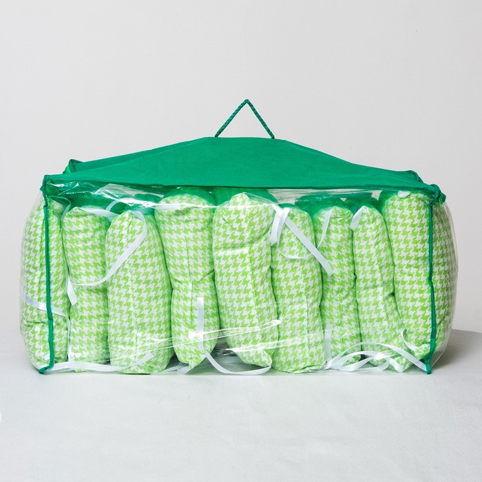 Бампер-подушка Клетка зеленый 40х40см 9шт, поплин 125гр/м хл