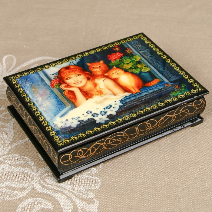 Шкатулка «Портрет 15», лаковая миниатюра, 10х14 см