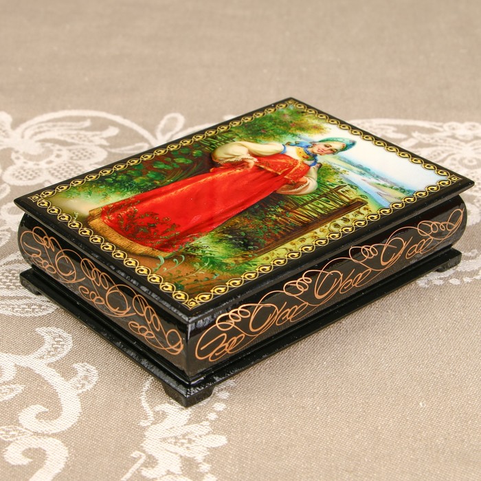 Шкатулка «Портрет 17», лаковая миниатюра, 10х14 см