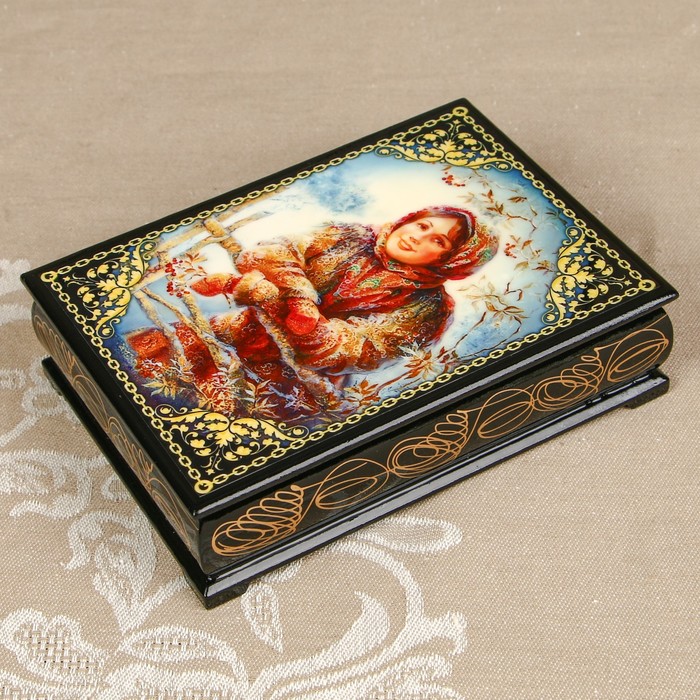 Шкатулка «Портрет 25», лаковая миниатюра, 10х14 см