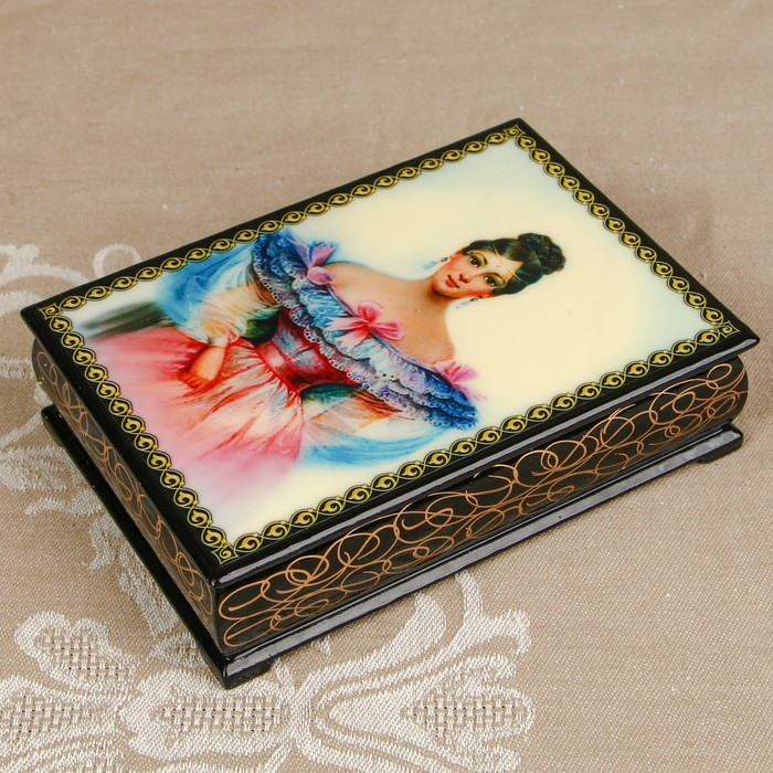 Шкатулка «Портрет 27», лаковая миниатюра, 10х14 см
