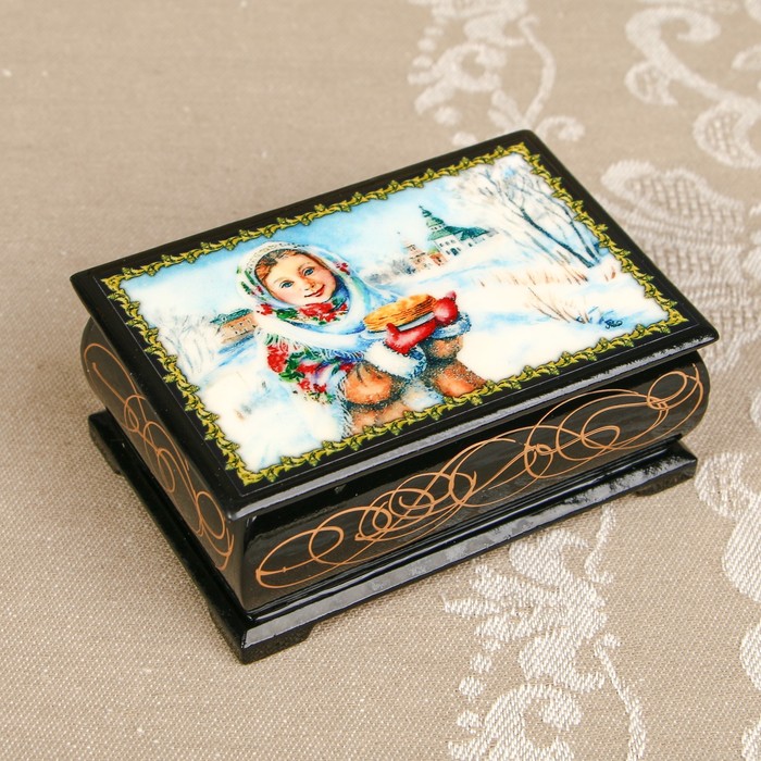 Шкатулка «Портрет», лаковая миниатюра, 6х9 см