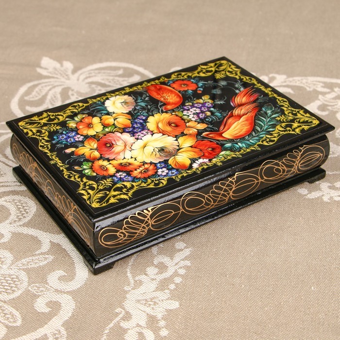 Шкатулка «Цветы 11», лаковая миниатюра, 11х16 см