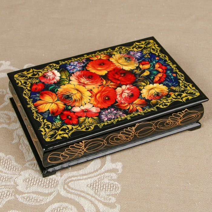 Шкатулка «Цветы 12», лаковая миниатюра, 11х16 см