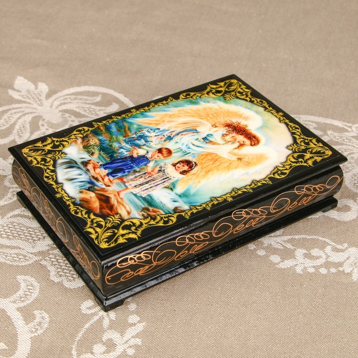 Шкатулка «Ангелочки 4», лаковая миниатюра, 11х16 см