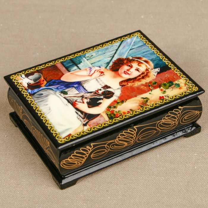 Шкатулка «Портрет 9», лаковая миниатюра, 8х10,5 см
