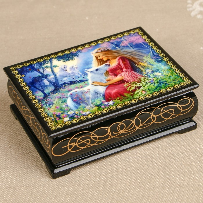 Шкатулка «Портрет 10», лаковая миниатюра, 8х10,5 см