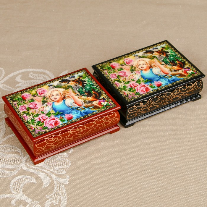 Шкатулка «Портрет 11», лаковая миниатюра, 8х10,5 см