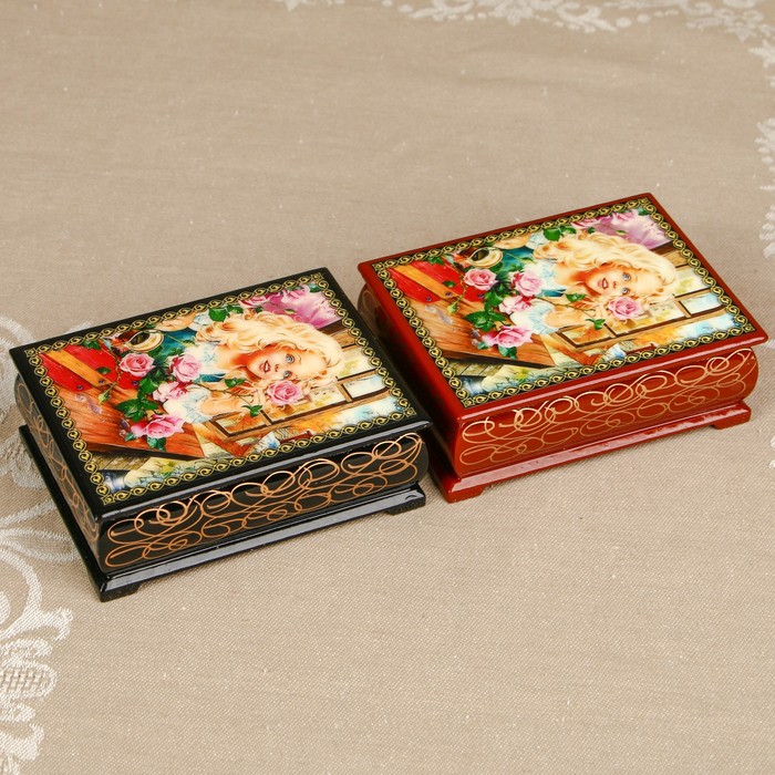 Шкатулка «Портрет 20», лаковая миниатюра, 8х10,5 см