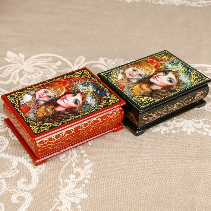 Шкатулка «Портрет 21», лаковая миниатюра, 8х10,5 см