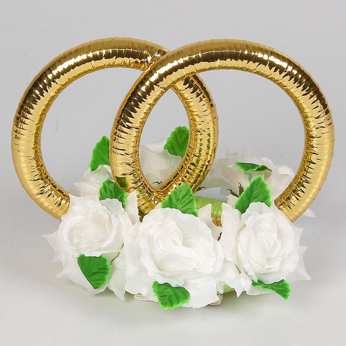 Набор на авто кольца на крышу/лента на капот углом 3м/4 банта на ручки, белый