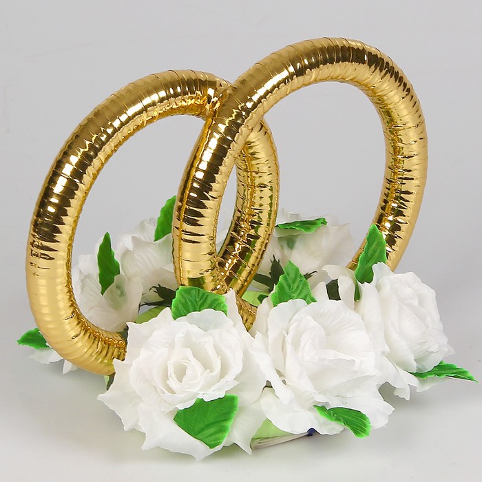 Набор на авто кольца на крышу/лента на капот углом 3м/4 банта на ручки, белый