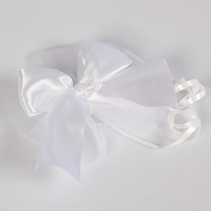 Набор на авто кольца на крышу/лента на капот углом 3м/4 банта на ручки, белый