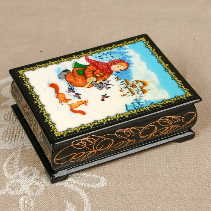 Шкатулка «Портрет 23», лаковая миниатюра, 8х10,5 см