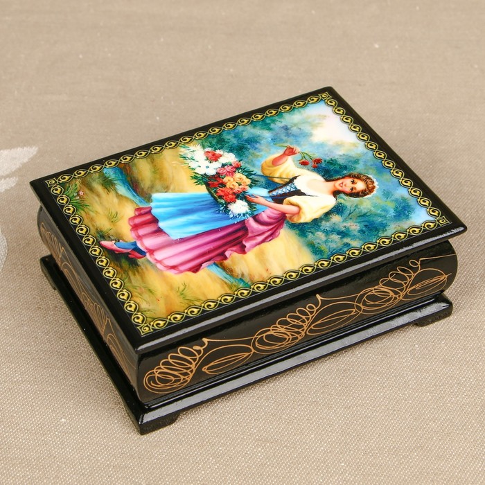 Шкатулка «Портрет 25», лаковая миниатюра, 8х10,5 см