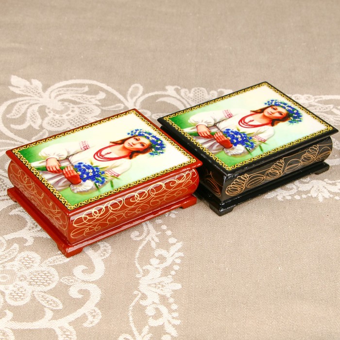 Шкатулка «Портрет 26», лаковая миниатюра, 8х10,5 см