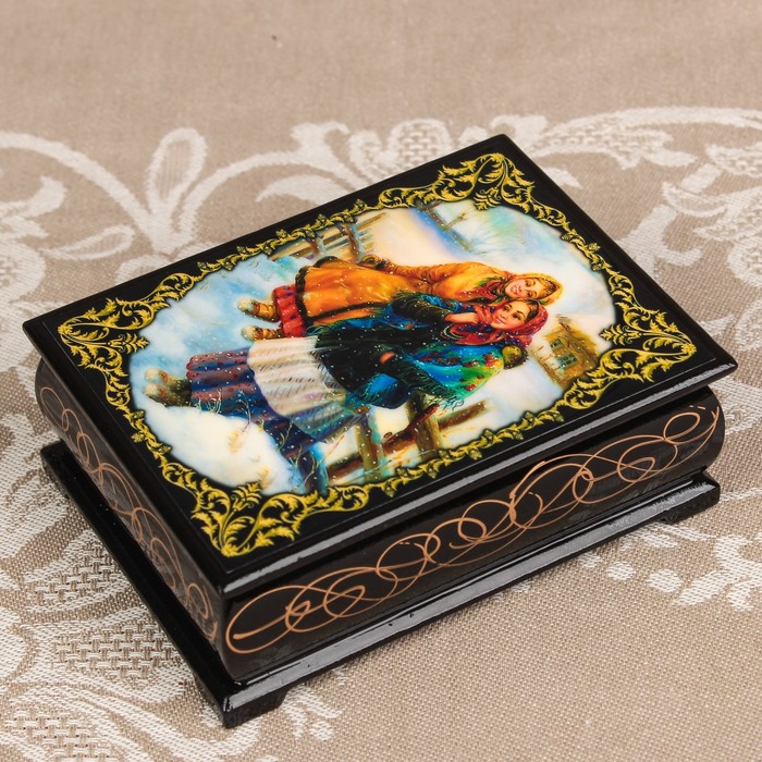 Шкатулка «Портрет 29», лаковая миниатюра, 8х10,5 см