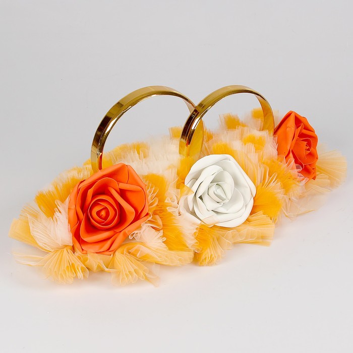 Набор Обручальная композиция с большими латексными цветами с фатином оранжевая