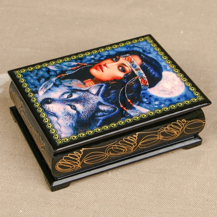Шкатулка «Портрет 35», лаковая миниатюра, 8х10,5 см