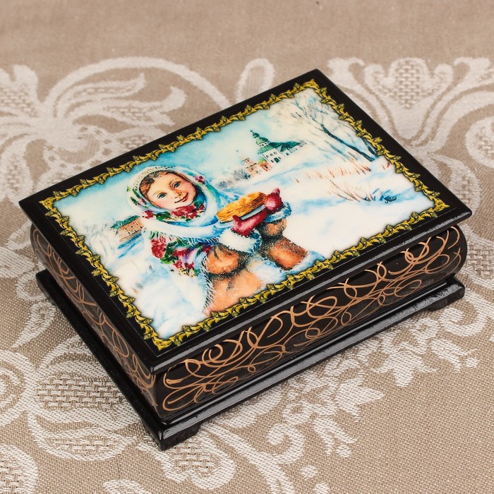 Шкатулка «Портрет 42», лаковая миниатюра, 8х10,5 см
