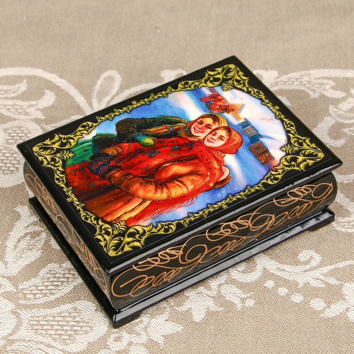 Шкатулка «Портрет 44», лаковая миниатюра, 8х10,5 см