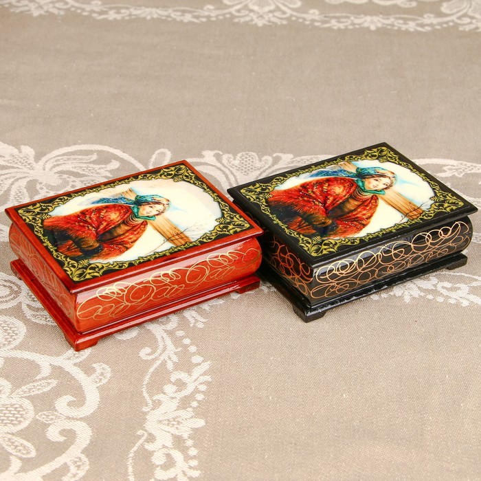 Шкатулка «Портрет 47», лаковая миниатюра, 8х10,5 см