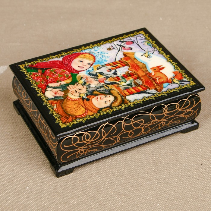 Шкатулка «Портрет 49», лаковая миниатюра, 8х10,5 см