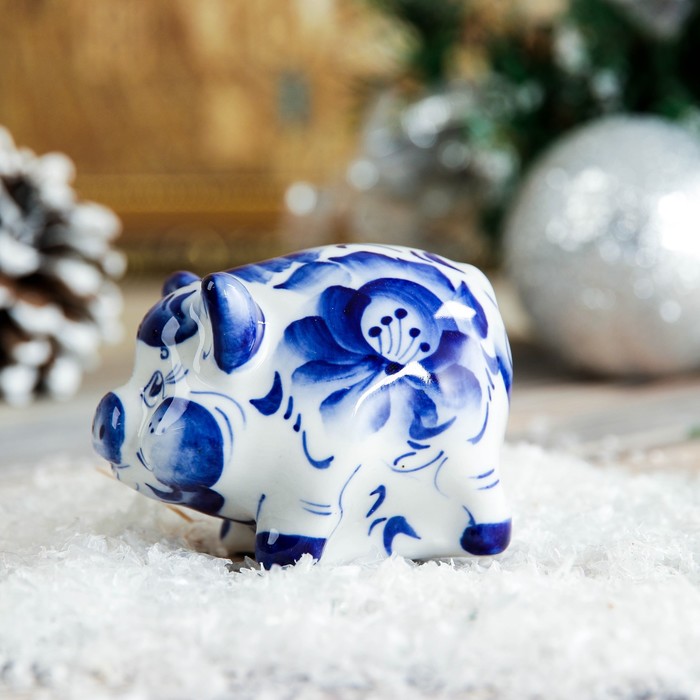Сувенир «Свинка Боня», 7×5×5 см, гжель