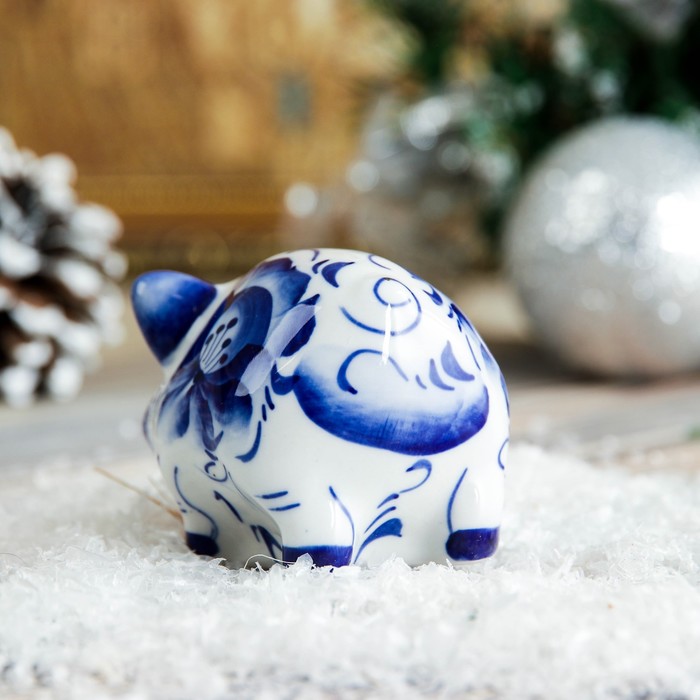 Сувенир «Свинка Боня», 7×5×5 см, гжель