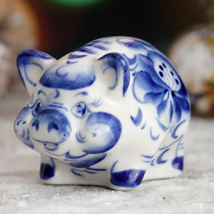 Сувенир «Свинка Боня», 7×5×5 см, гжель