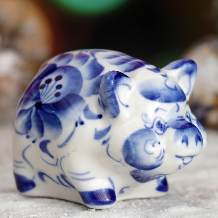 Сувенир «Свинка Боня», 7×5×5 см, гжель