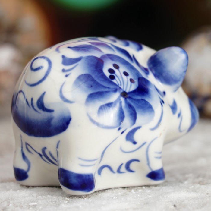 Сувенир «Свинка Боня», 7×5×5 см, гжель