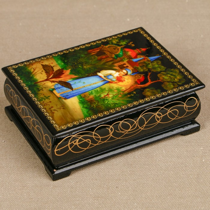 Шкатулка «Сказка 1», лаковая миниатюра, 8х10,5 см