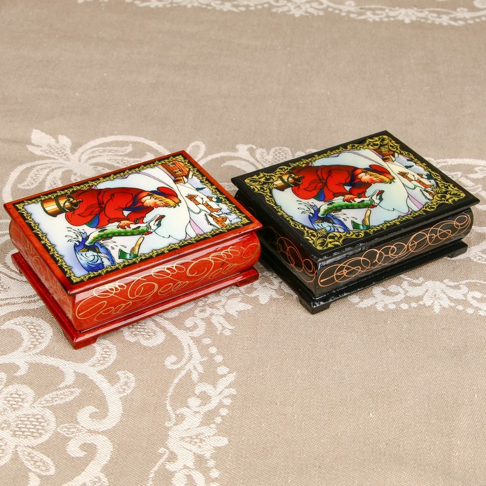 Шкатулка «Сказка 7», лаковая миниатюра, 8х10,5 см