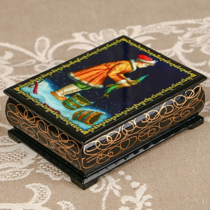 Шкатулка «Сказка 8», лаковая миниатюра, 8х10,5 см