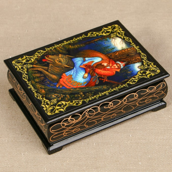 Шкатулка «Сказка 9», лаковая миниатюра, 8х10,5 см