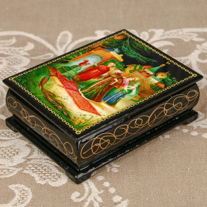 Шкатулка «Сказка 11», лаковая миниатюра, 8х10,5 см