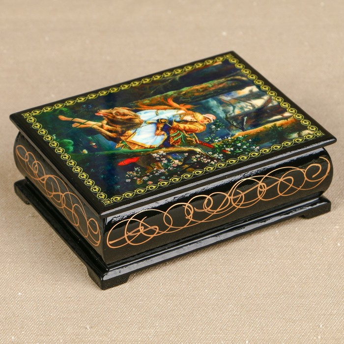 Шкатулка «Сказка 12», лаковая миниатюра, 8х10,5 см
