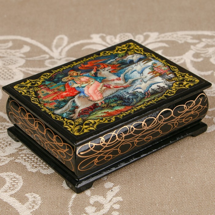 Шкатулка «Сказка 13», лаковая миниатюра, 8х10,5 см