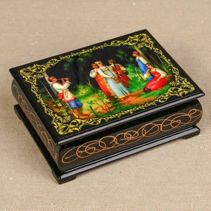 Шкатулка «Сказка 14», лаковая миниатюра, 8х10,5 см