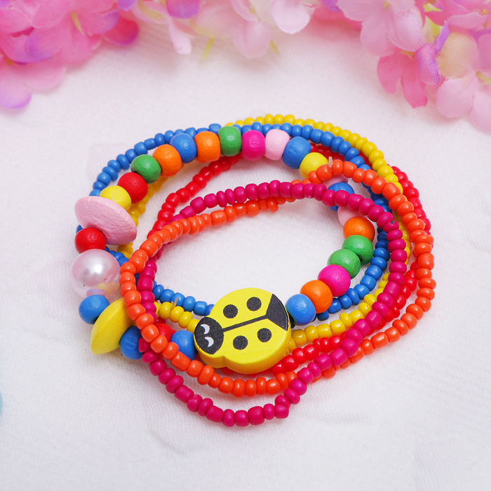 Браслет детский "Выбражулька" с лентой божья коровка, цвет МИКС